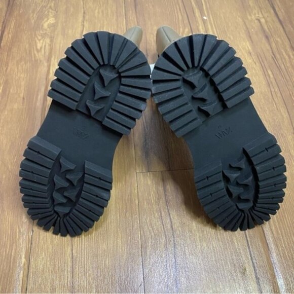 Zara Khaki Green Leather Track Sole‎ Aankle Boots Women Size US 6.5 (EU 37) - Picture 9 of 13